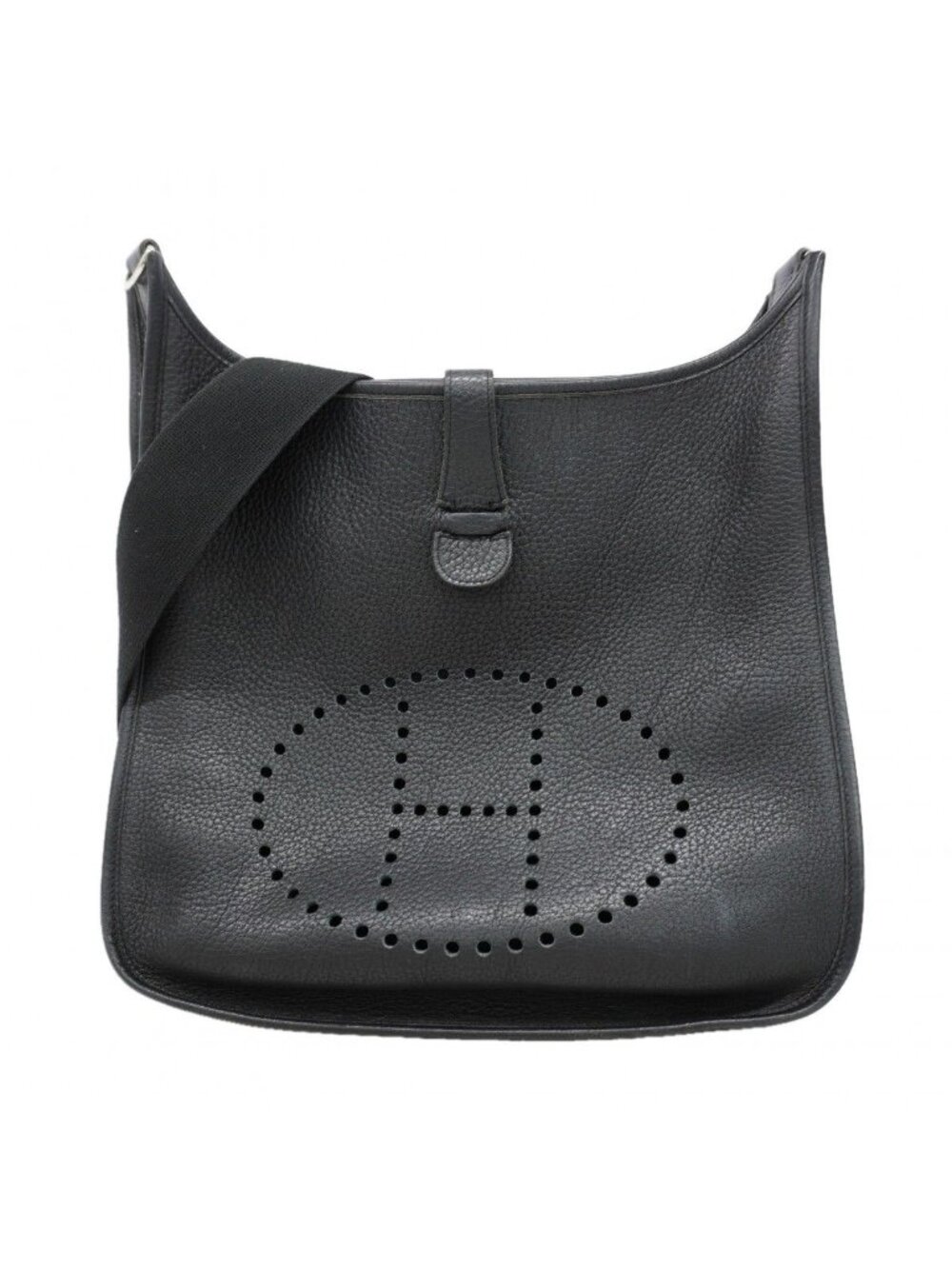 Hermes Shoulder Bag Taurillon Clemence Black Silver